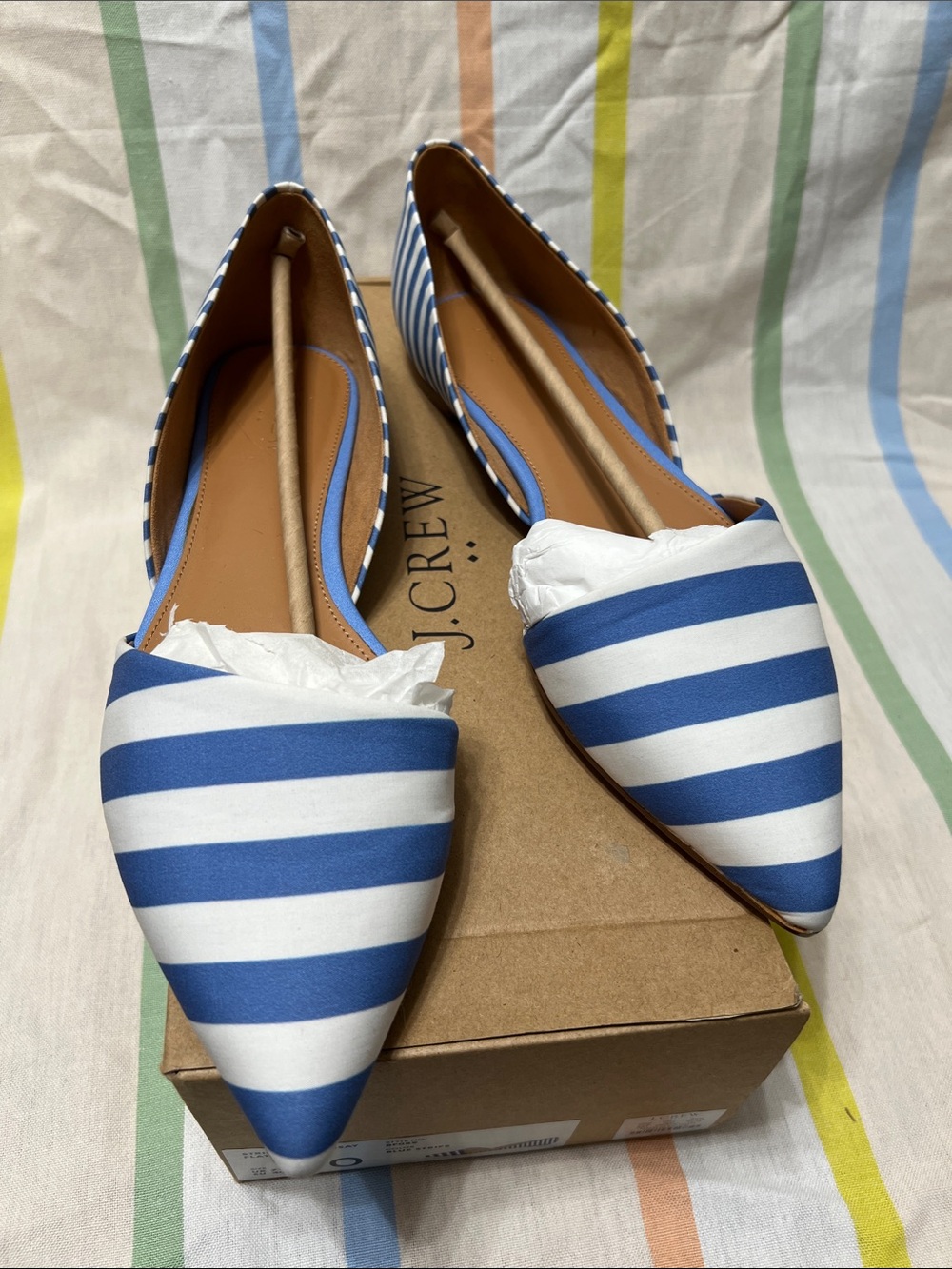 Blue & White Striped D’Orsay Flats